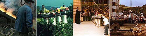 Collage aus vier Einzelbildern zu den Glocken der Trinitatiskirche