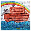 Ausschnitt aus einem selbstgestalteten Puzzle mit Arche Noah-Motiv