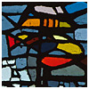 Stilisierte Fische im Christusfenster der Trinitatiskirche